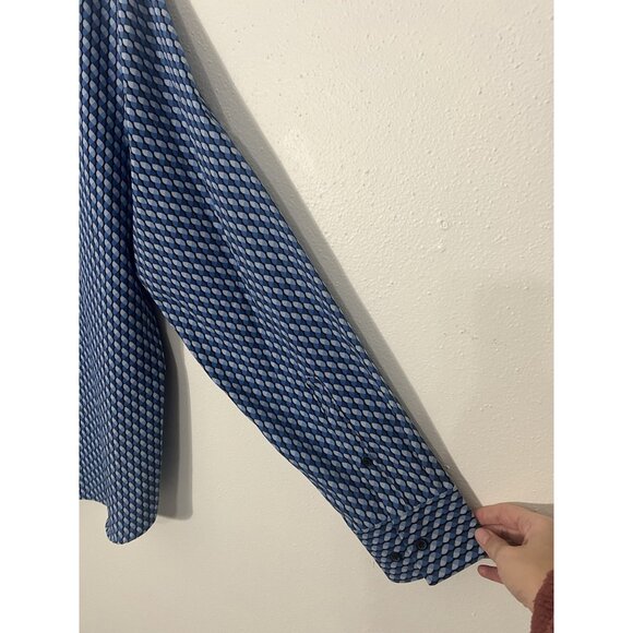 Con.struct Slim Fit Blue Geometric Print Button Up Shirt Size XL 4 Way Stretch - Picture 12 of 16